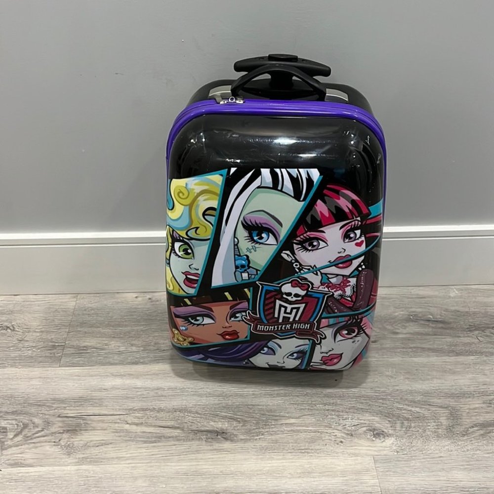Monster High Kids' Hard-Shell Carry-On Luggage - Black & Purple